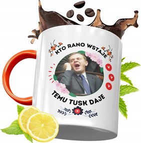 Donald Tusk Narancssárga Bögre Ajándék, fényképes nyomattal