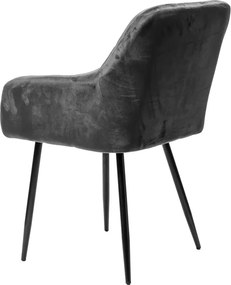 Szürke MARLEN VELVET étkezőfotel fekete lábakkal