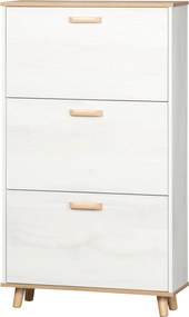 HOMCOM Modern Cipőszekrény Keskeny Cipőtartó 3 Hajtható Fiókkal 12 Pár Cipőhöz és Állítható Polccal Előtérbe 70x23.5x122 cm Fehér | Aosom