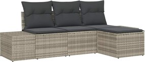 vidaXL Kerti Kanapé Szett párnával 4 pcs Világosszürke polirattan