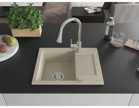 Mexen Enzo, 1 kamrás gránit mosogató 576x465x174 mm és Elia mosogató csaptelep, bézs, 6506-69-670101-00