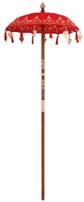Napernyő Alappal Piros, Barna 250 cm Pamut, Fa