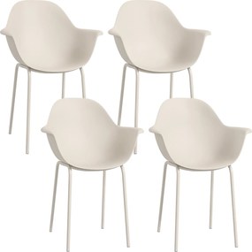 Outsunny 4 darabos Kerti Szék Szett Időjárásálló Műanyag Kerti Székek Kartámaszokkal és Háttámlával, Max. 120 kg Teherbírású Kültéri Bútorok Teraszra,