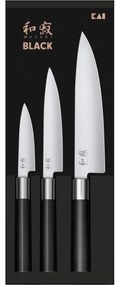 Kai Wasabi Black 3 db-os készlet - Univerzális kis, univerzális nagy és nagy szakácskés