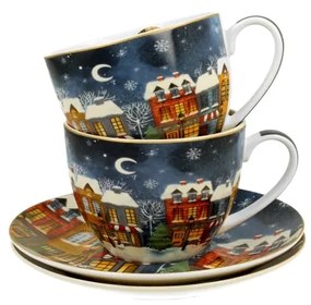 Karácsonyi porcelán csésze aljjal 2 db szett 280 ml díszcsomagolásban Christmas City