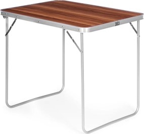 Kerti asztal, MultiGarden GMFC-FY8060, barna, 80 x 60 cm, összecsukható, magasság: 70 cm, bőrönddé hajtható, hordfogantyúval, teherbírás: 30 kg