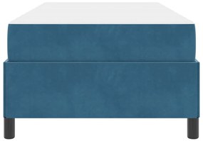 Ágykeret matracmal Sötétkék és fehér 90 x 190 cm Bársony