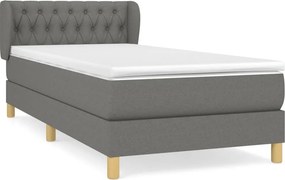 vidaXL sötétszürke szövet rugós ágy matraccal 100 x 200 cm