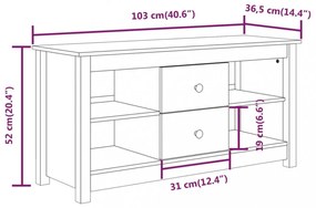 fekete tömör fenyőfa TV-szekrény 103 x 36,5 x 52 cm