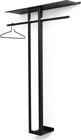 Fekete acél fali fogas polccal 100 cm Luno Large – Spinder Design