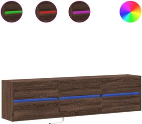 vidaXL barna tölgy színű fali TV-szekrény LED-del 180 x 31 x 45 cm