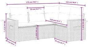 4 részes bézs polyrattan kerti ülőgarnitúra párnákkal