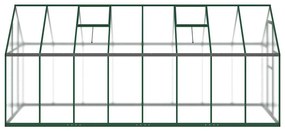 Zöld alumínium melegház alapvázzal 445x169x195 cm
