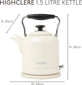 Krémszínű rozsdamentes acél vízforraló 1,5 l Highclere – Haden