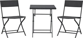 Outsunny Polyrattan Kerti Bútor Szett, Kültéri Pihenő Balkoni Bútor 2 Fő Részére, 3 Részes Étkező Szett, 2 Szék, Asztal, Időjárásálló Kerti Pihenő, Ká