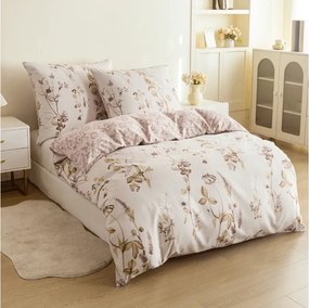 Mikroflanel ágyneműhuzat BOTANIQUE krémszínű-barna Ágyneműhuzat mérete: 70 x 90 cm | 140 x 200 cm