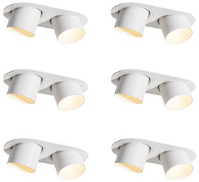 6 darabos süllyesztett spotlámpa szett fehér GU10 70mm dönthető 2-lámpás - Installa