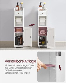 Fürdőszoba szekrény, 20 x 76,7 x 18 cm, fehér