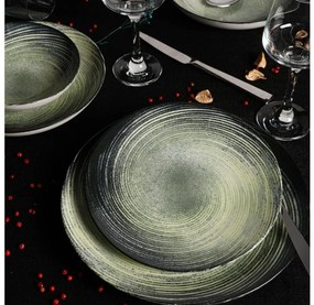 24 részes porcelán étkészlet, zöld/fekete