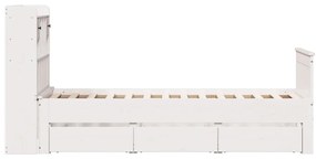 fehér tömör fenyőfa könyvespolcos ágy matrac nélkül 90 x 200 cm