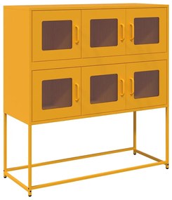 mustársárga hideghengerelt acél tálalószekrény 100,5x39x107 cm