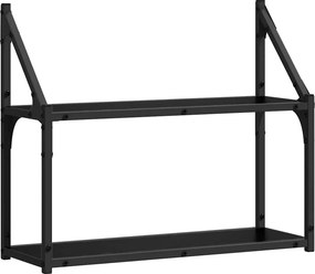 vidaXL Falpolc polcokkal tárolóval Musta tammi 60 x 21 x 51 cm Faanyag