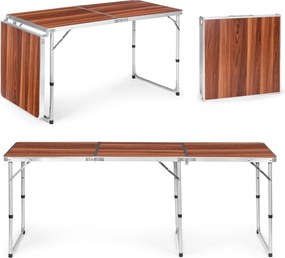 Kerti asztal, MultiGarden GB030-180, barna, 180 x 60 cm, összecsukható, állítható magasság (60–70 cm), hordfogantyúval, teherbírás: 50 kg
