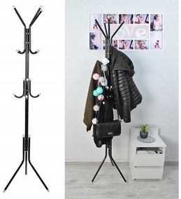 Stabil erős Fém Praktikus mobil ruhafogas, 175 cm magas, 32 mm, csővastagság, fekete