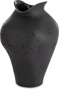 Elegáns fekete üveg porcelán váza díszített magas 30 cm dekoráció