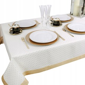 Abrosz dekoratív Pöttyös Lux 280x140 fehér arany