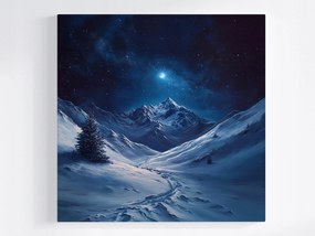 Vászonkép Canvas Tájkép Magas Hegyek Éjszaka Hold Tél Hó 80x80