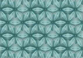 3D fotótapéta Geometria Virágok türkiz-szürke árnyalatban 350x250 +ragasztó