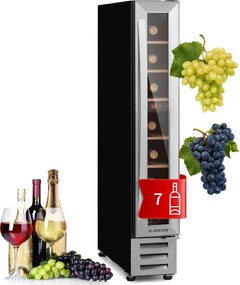 Klarstein Vinovilla 7 built-in Uno, beépített borhűtő, üveg, rozsdamentes acél