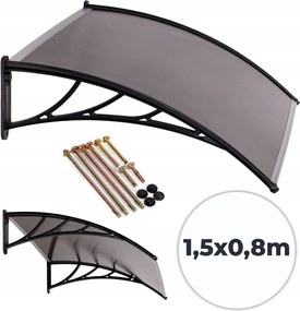 Ajtó fölé szerelhető előtető 150x80 cm polikarbonát fedél MultiGarden MultiGa