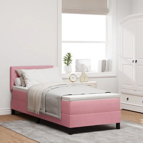 Boxspring Ágy Matraccal Rózsaszín 80x200 cm Bársony