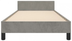 világosszürke bársony ágykeret matrac nélkül 90x190 cm