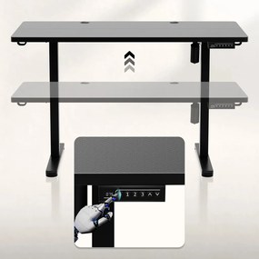 Elektromos íróasztal 72-118 cm állítható, LED panel, 120×60 cm, fekete