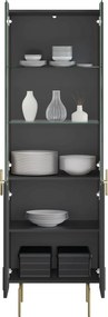 Malmi vitrines szekrény 60 cm - fekete matt / arany lábak