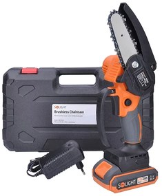 Akkumulátoros láncfűrész - tartozékok és praktikus láda - Solight RNP100A1 - 21 V - sín 127 mm