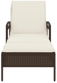barna polyrattan napozóágy párnával 63x200x81 cm