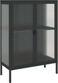 vidaXL fekete üveg és acél tálalószekrény 75 x 35 x 105 cm