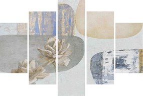 Kép - Festészet virágokkal és textúrákkal (150x105 cm)