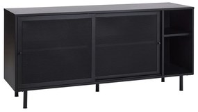 Fekete fém komód tolóajtóval 160x75x46 cm Veep – Unique Furniture