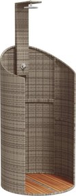 vidaXL szürke polyrattan és akácfa kültéri zuhanyzó 100x100x241,5 cm