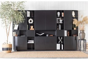Fekete borovi fenyő moduláris könyvespolc 78x210 cm Finca – WOOOD