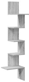 szürke sonoma szerelt fa fali sarokpolc 32x32x127,5 cm