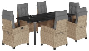 vidaXL 7 részes vegyes bézs polyrattan kerti étkezőgarnitúra párnákkal