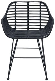 Étkezőszék 2 pcs Fekete 55 x 50 x 74 cm Rattan és Vas