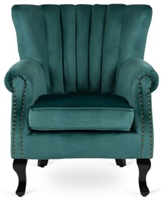 Chesterfield Fotel Zöld Bársony Kárpittal. MALLO