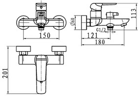 Novaservis - NOBLESS TINA fürdőkád csaptelep, fehér